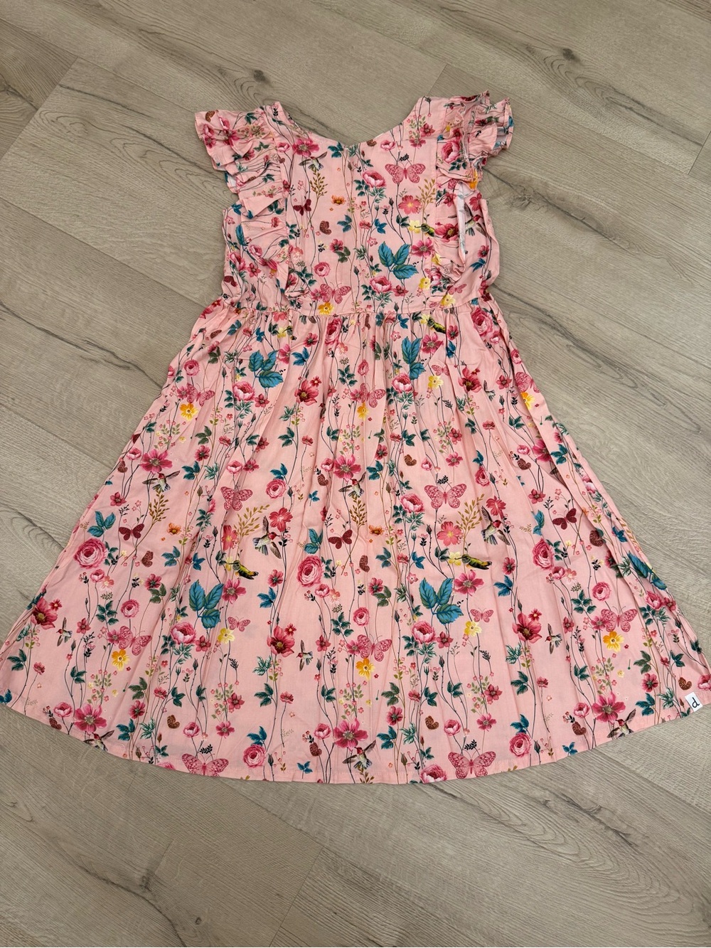 deux par deux Pink Floral Flutter Sleeve Dress